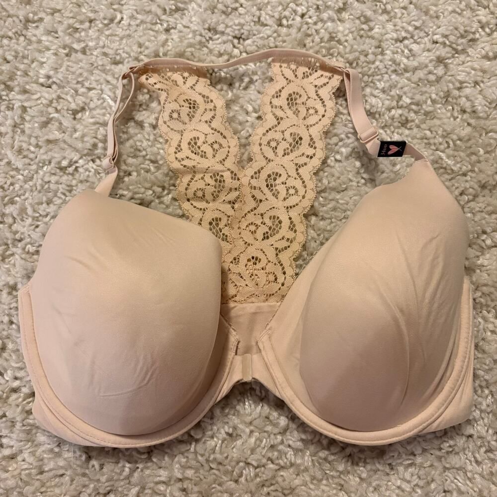 Victoria's Secret Perfect Coverage Racerback Lace Bra Nude 34DD